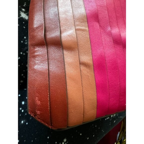 DKNY Multicolor Vertical Stripe Lamb Leather Crossbody Shoulder Handbag - Picture 10 of 14